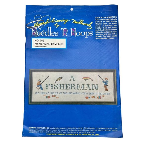 Vintage 1990s Needles N Hoops Fisherman Sampler Kit #259 - Picture 3 of 6